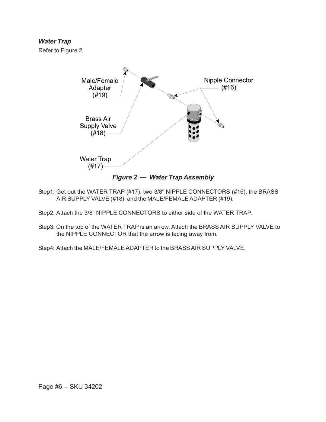 Harbor Freight Tools 34202 operating instructions Water Trap, #6 -- SKU 