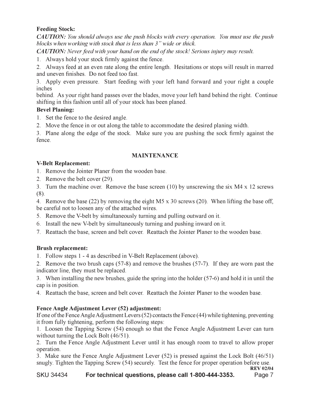 Harbor Freight Tools 34434 operating instructions Maintenance 