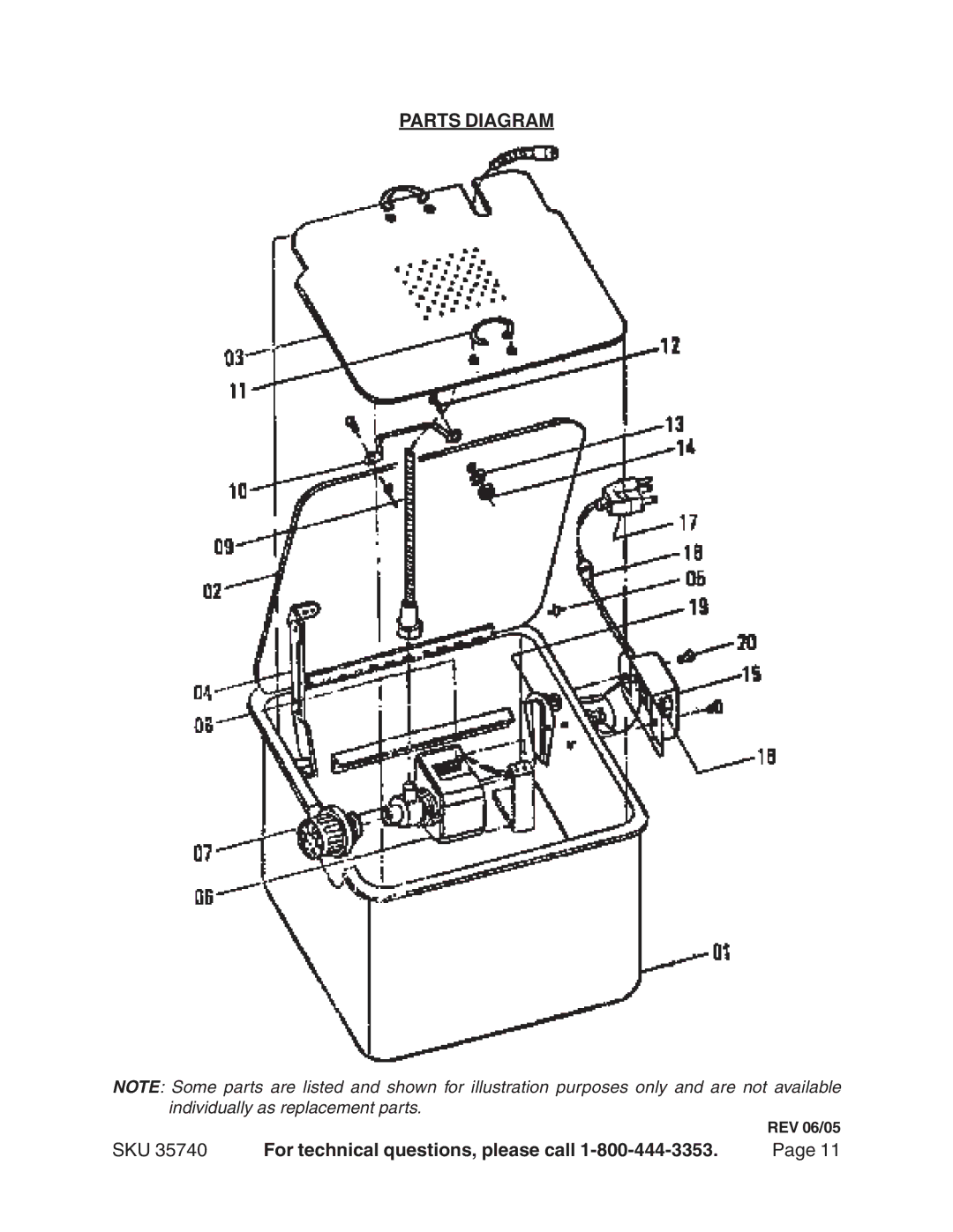 Harbor Freight Tools 35740 operating instructions Parts Diagram 