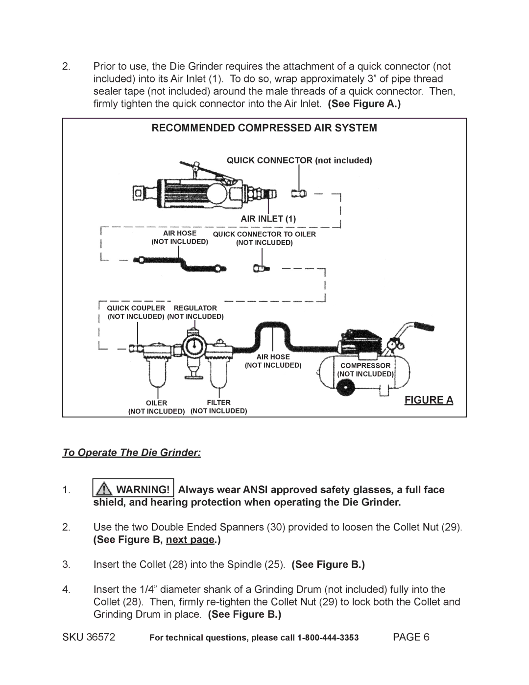 Harbor Freight Tools 36572 operating instructions Recommended Compressed AIR System, Figure a 