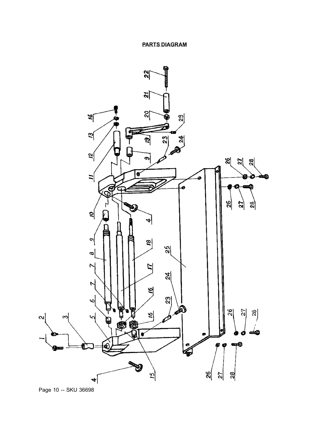 Harbor Freight Tools 36698 operating instructions Parts Diagram 