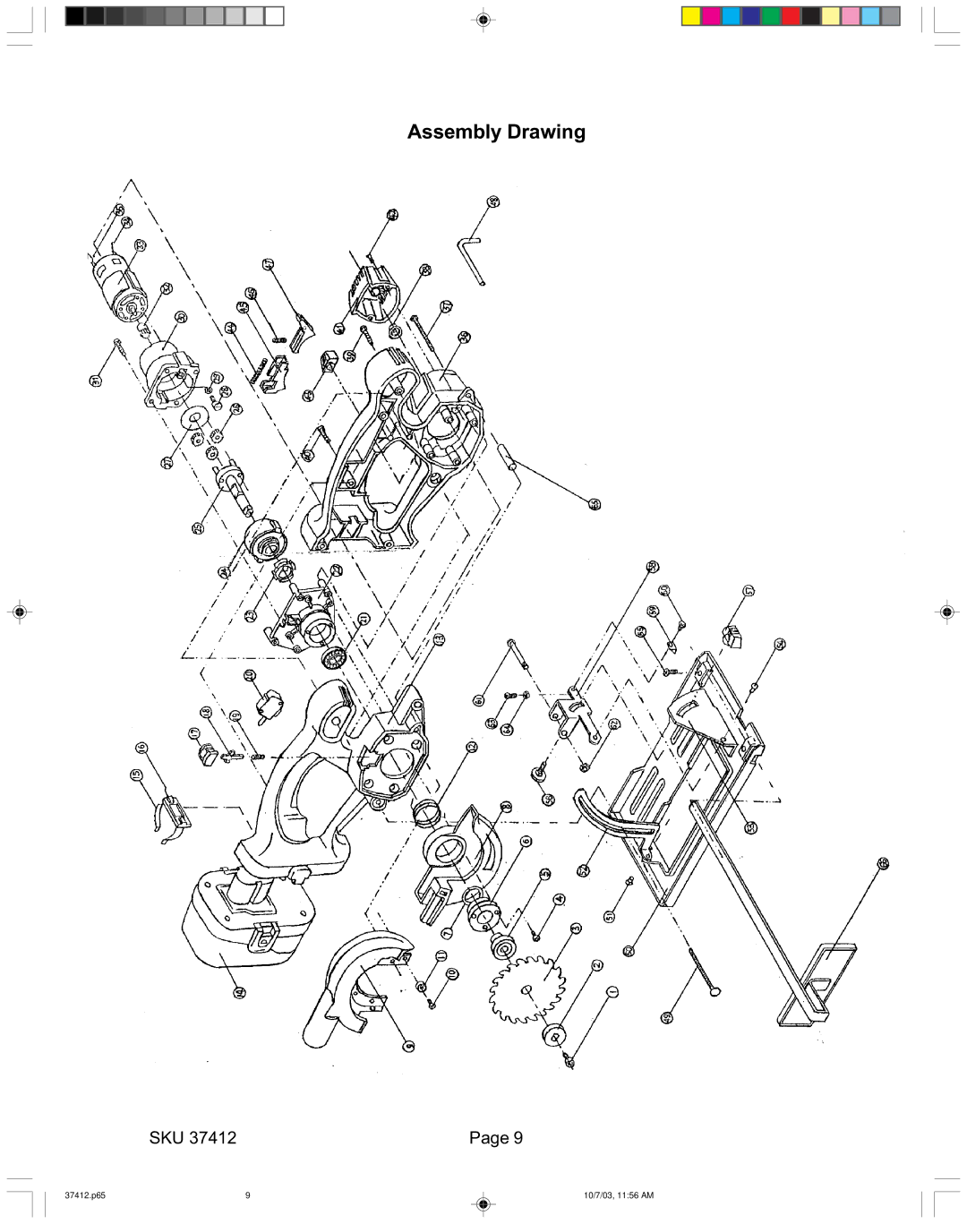 Harbor Freight Tools 37412 operating instructions Assembly Drawing 