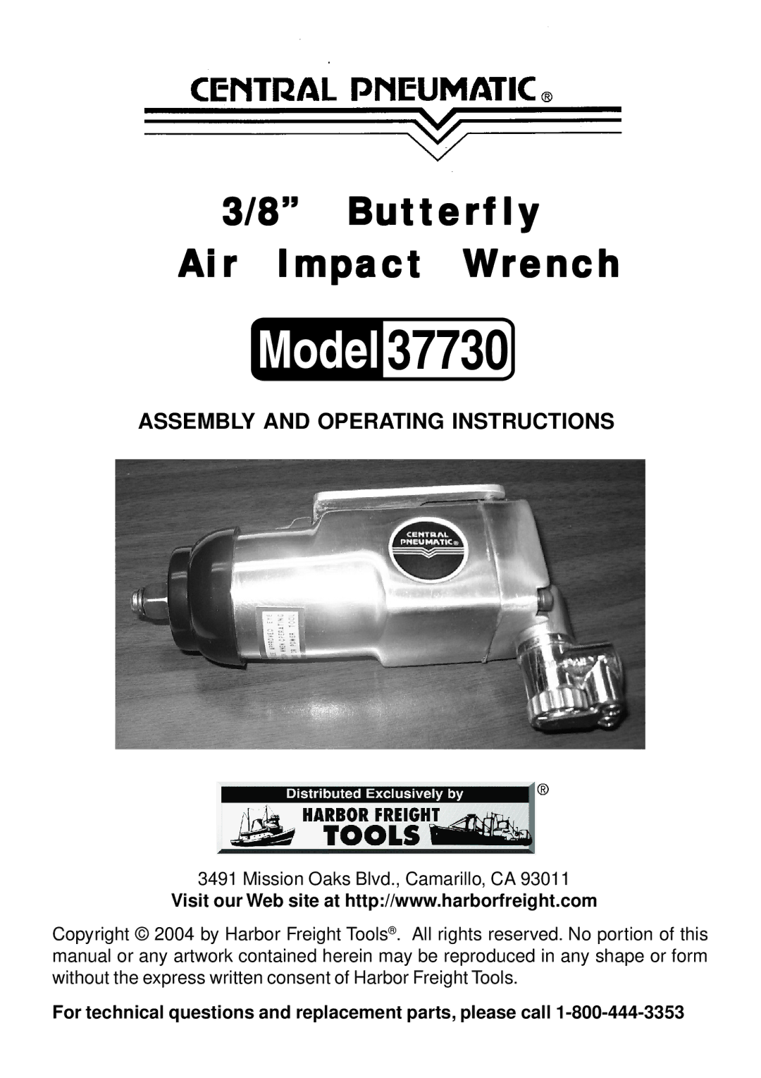 Harbor Freight Tools 37730 operating instructions 