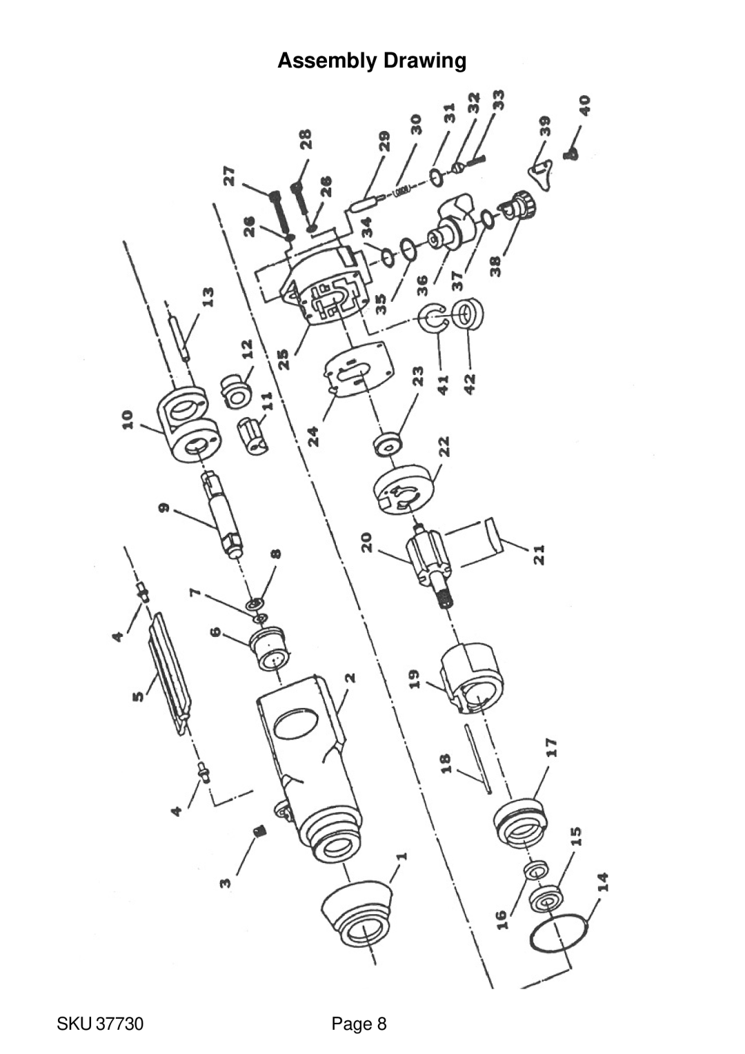 Harbor Freight Tools 37730 operating instructions Assembly Drawing 