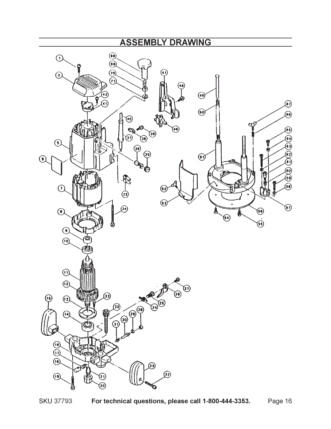 Harbor Freight Tools 37793 operating instructions Assembly Drawing 