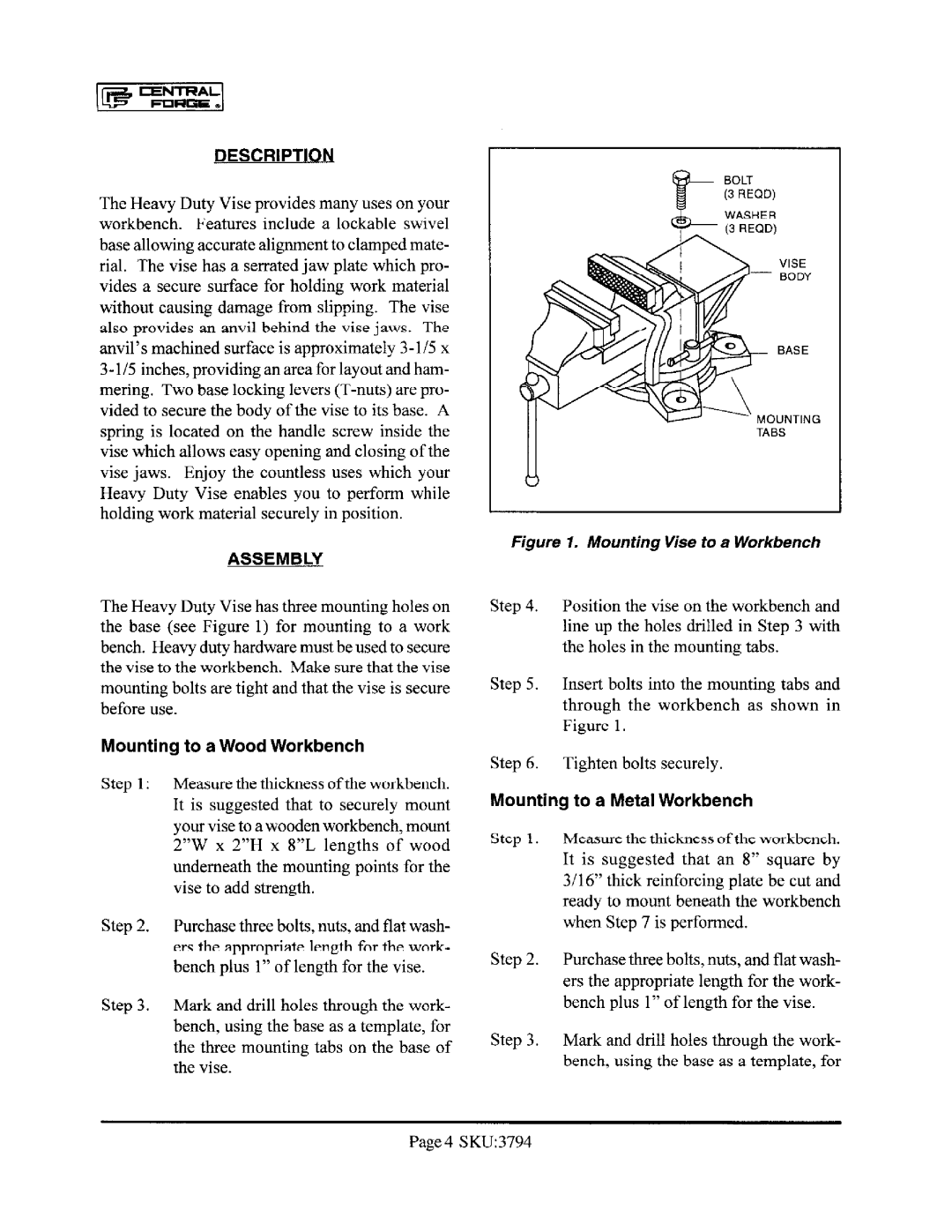 Harbor Freight Tools 3794 manual 