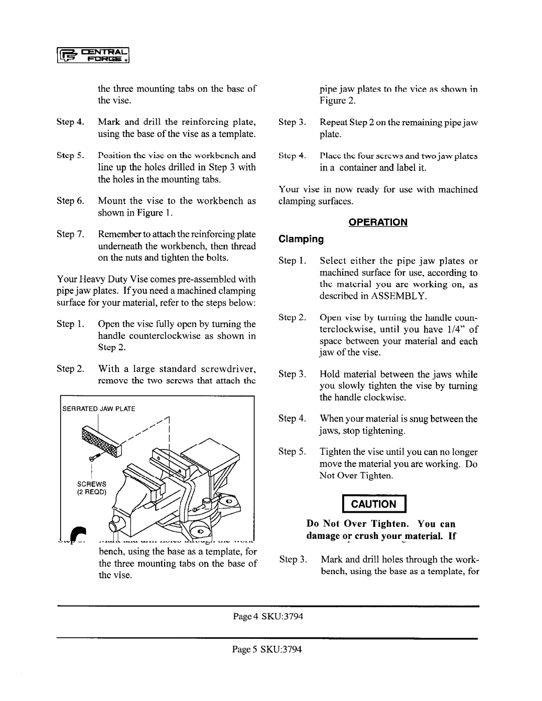 Harbor Freight Tools 3794 manual 