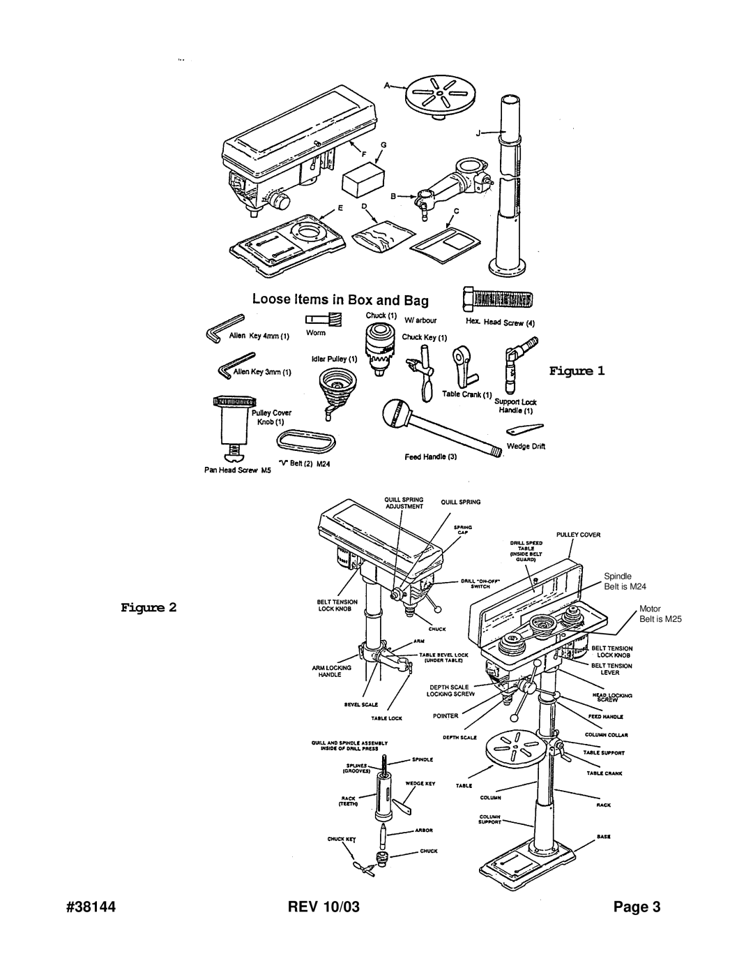 Harbor Freight Tools operating instructions #38144 REV 10/03 