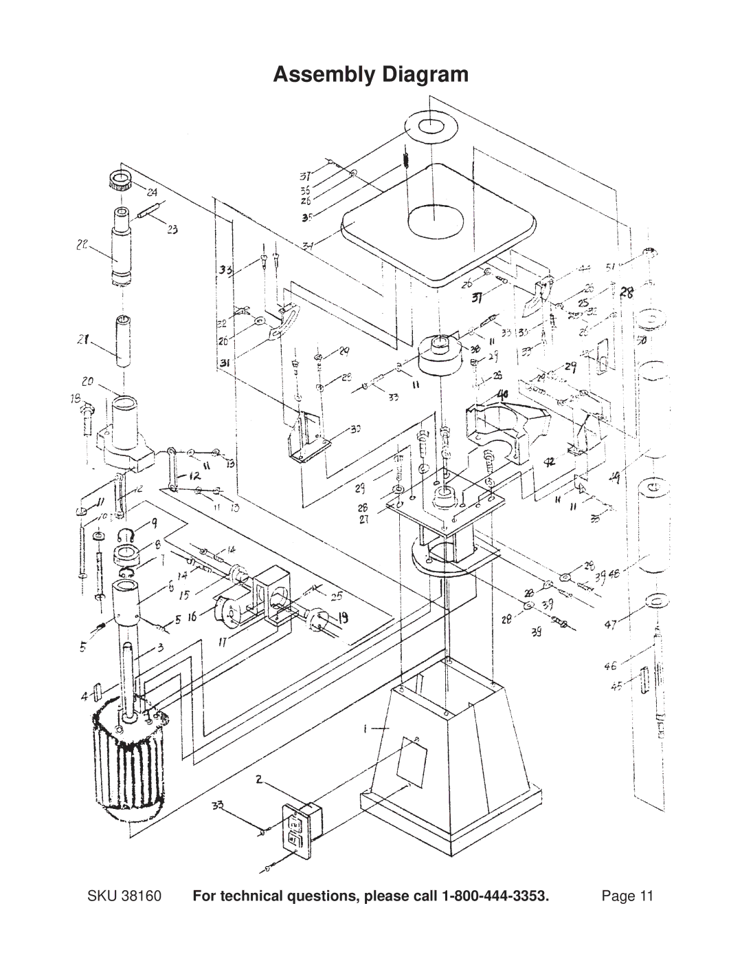 Harbor Freight Tools 38160 operating instructions Assembly Diagram 