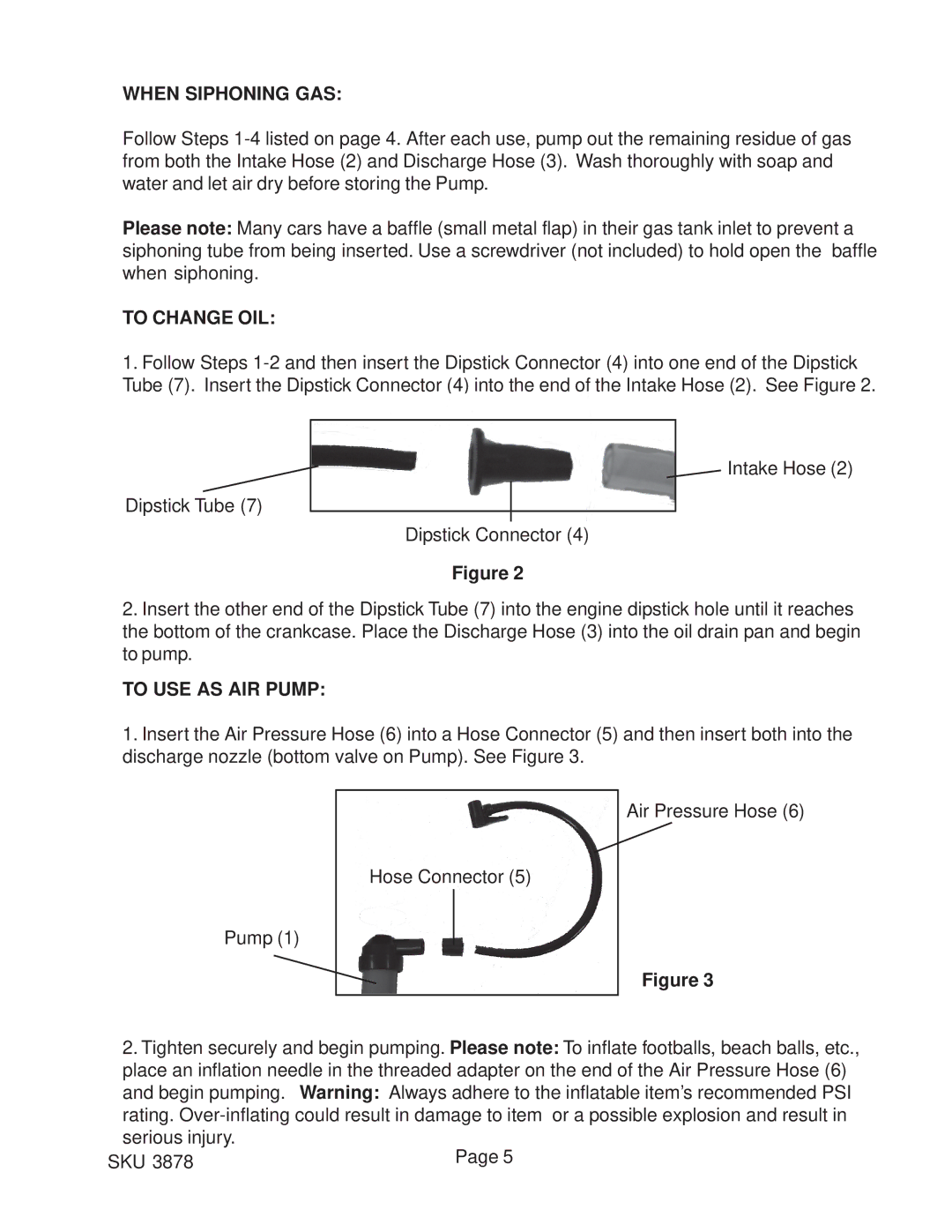 Harbor Freight Tools 3878 operating instructions When Siphoning GAS 