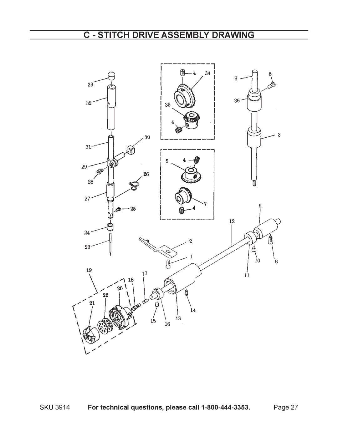 Harbor Freight Tools 3914 operating instructions Stitch Drive Assembly Drawing 