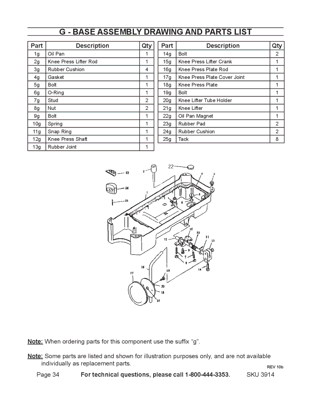 Harbor Freight Tools 3914 operating instructions Base Assembly Drawing and Parts List 