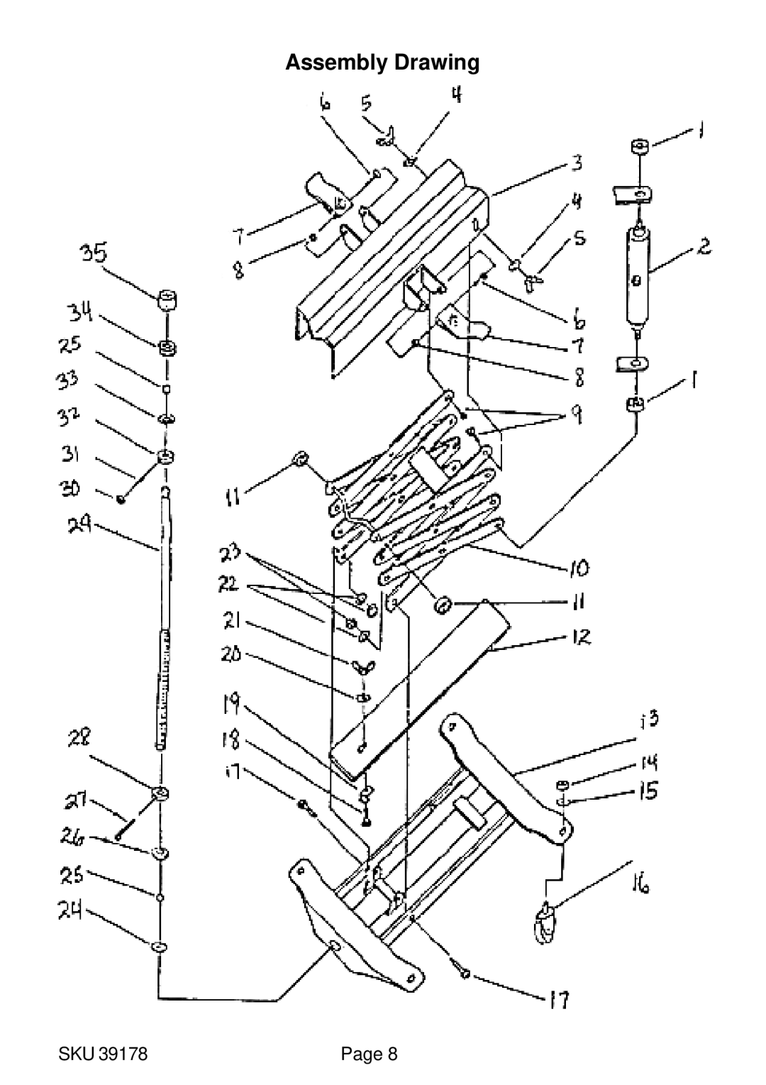 Harbor Freight Tools 39178 operating instructions Assembly Drawing 