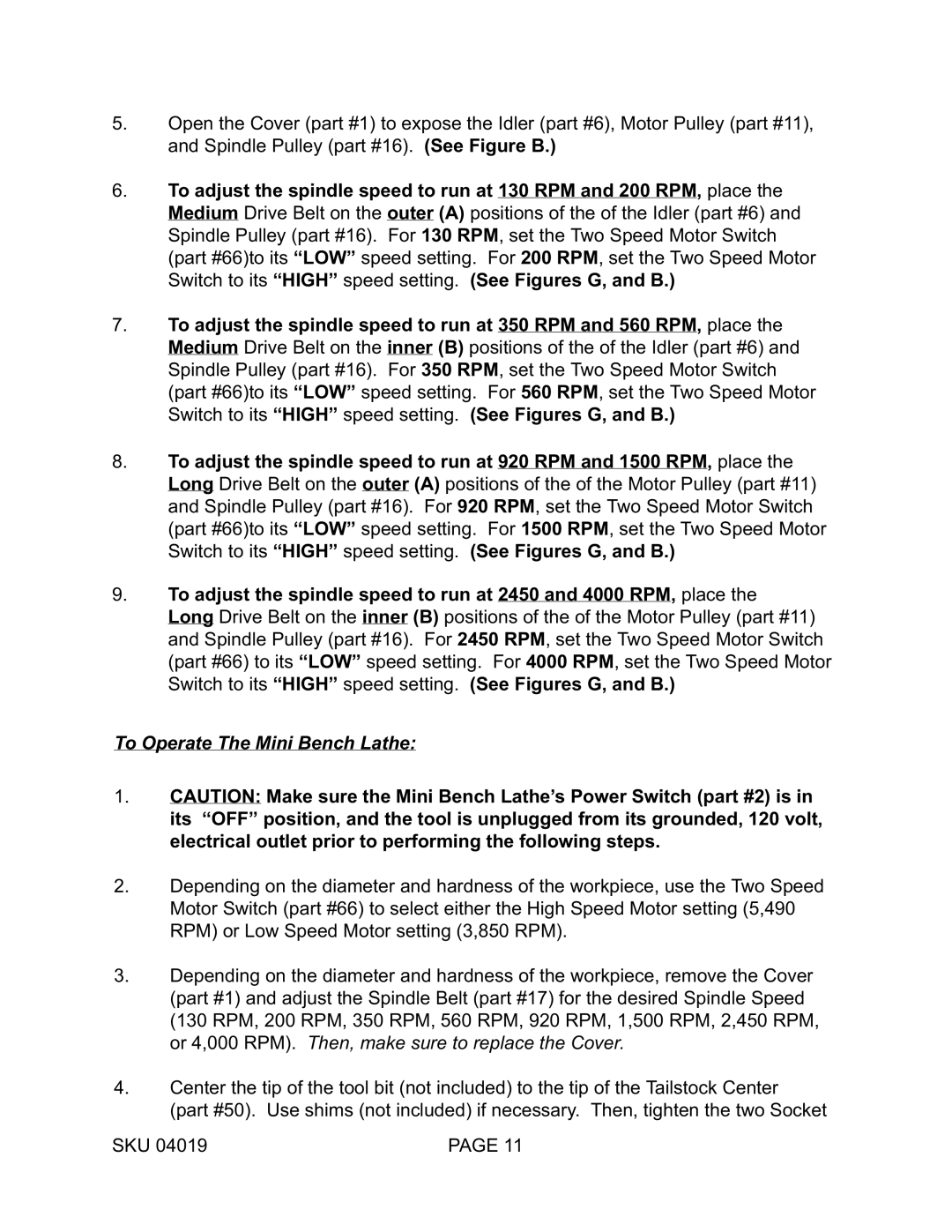 Harbor Freight Tools 4019 operating instructions 