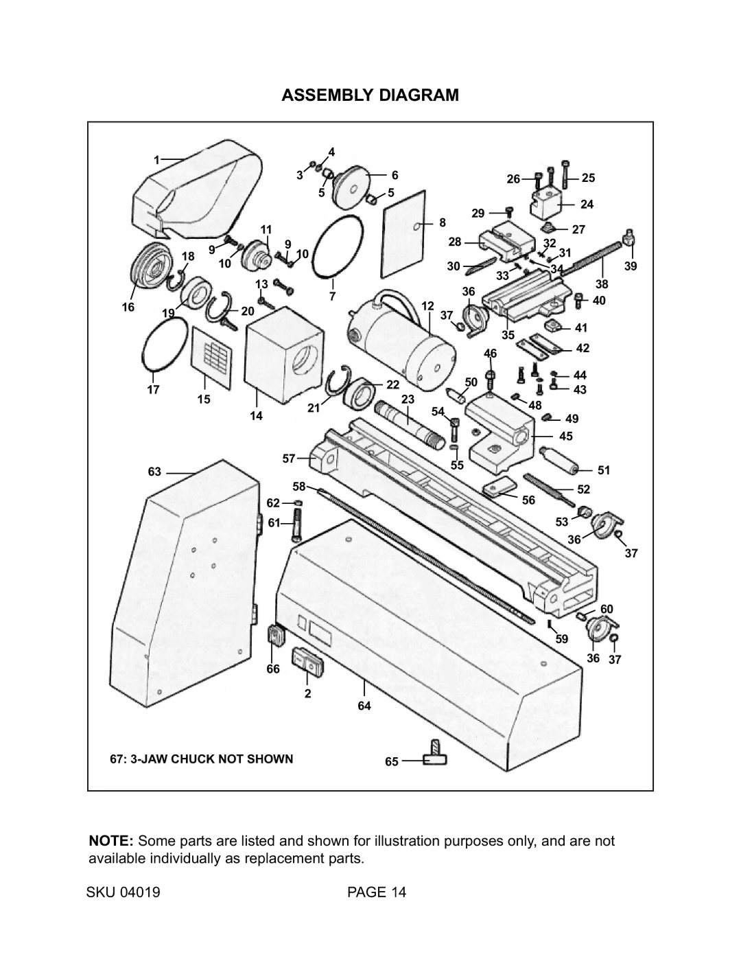 Harbor Freight Tools 4019 operating instructions Assembly Diagram 