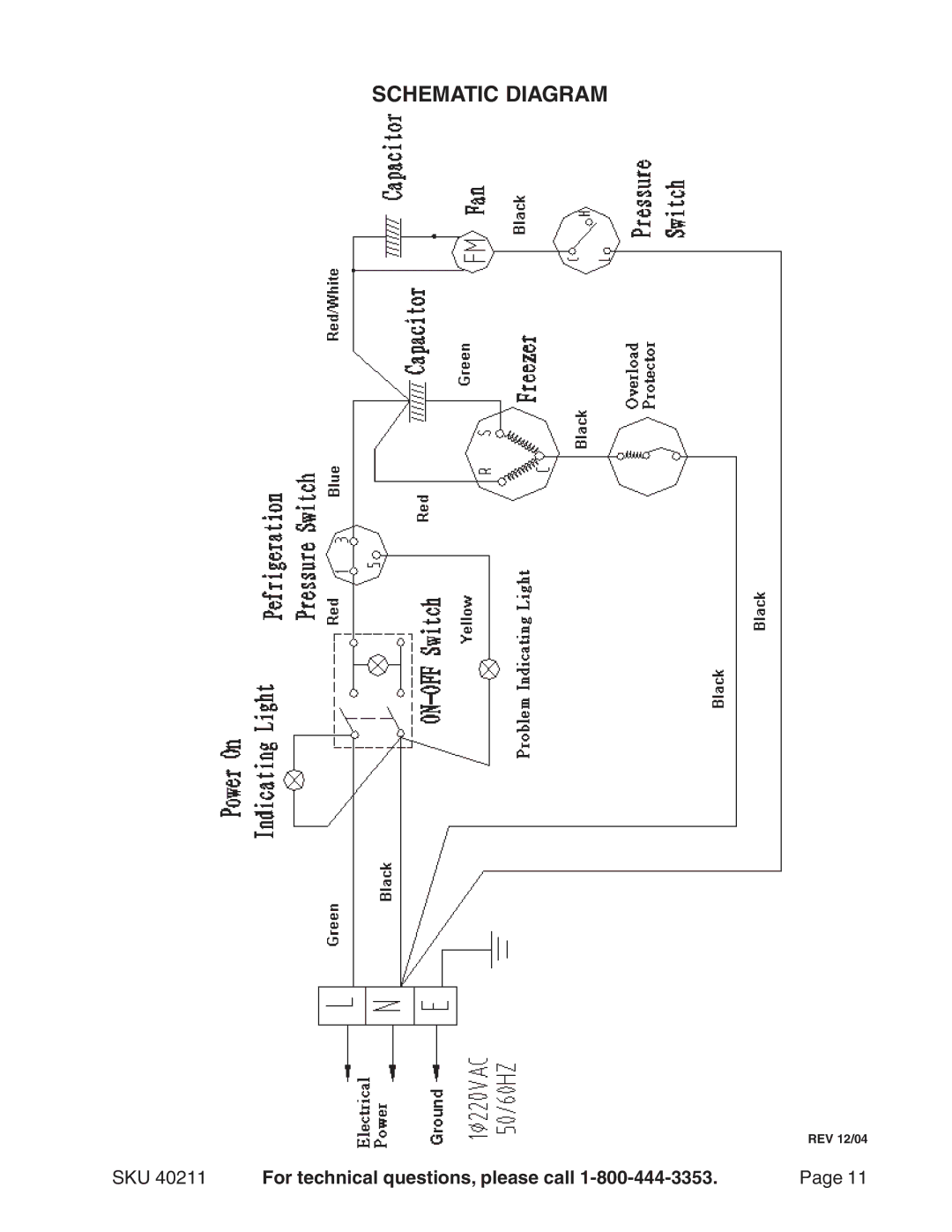 Harbor Freight Tools 40211 operating instructions Schematic Diagram 