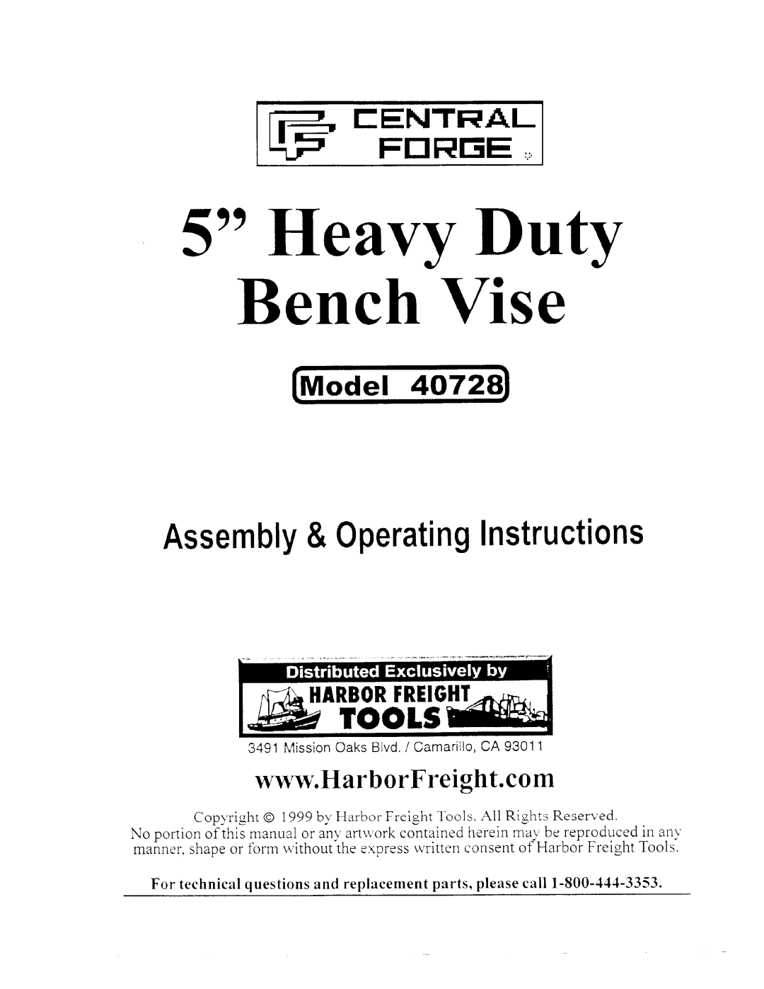 Harbor Freight Tools 40728 manual 