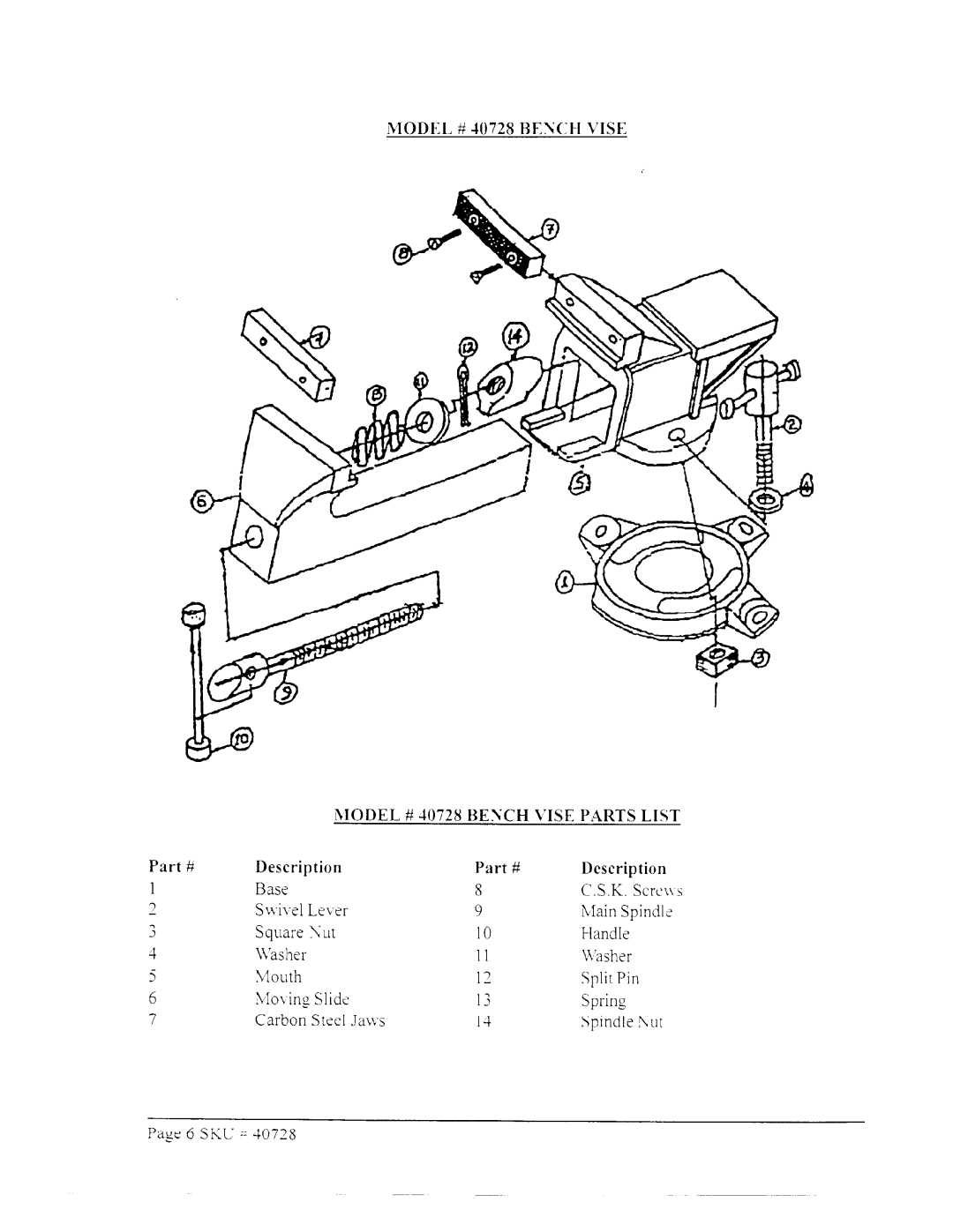 Harbor Freight Tools 40728 manual 