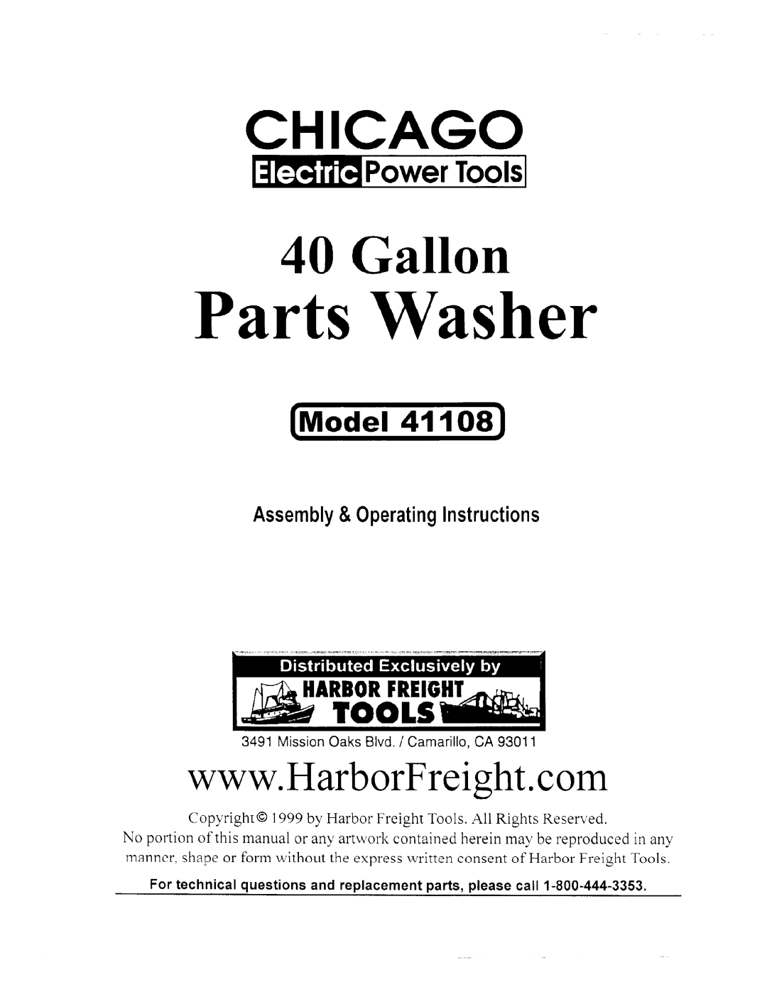 Harbor Freight Tools 41108 manual 