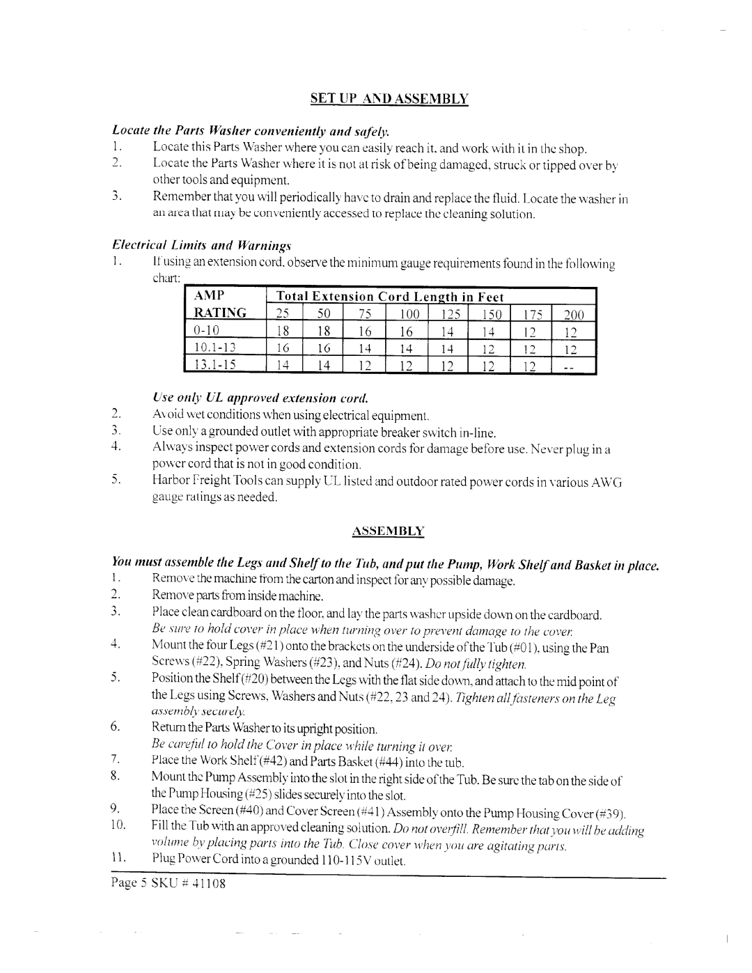 Harbor Freight Tools 41108 manual 