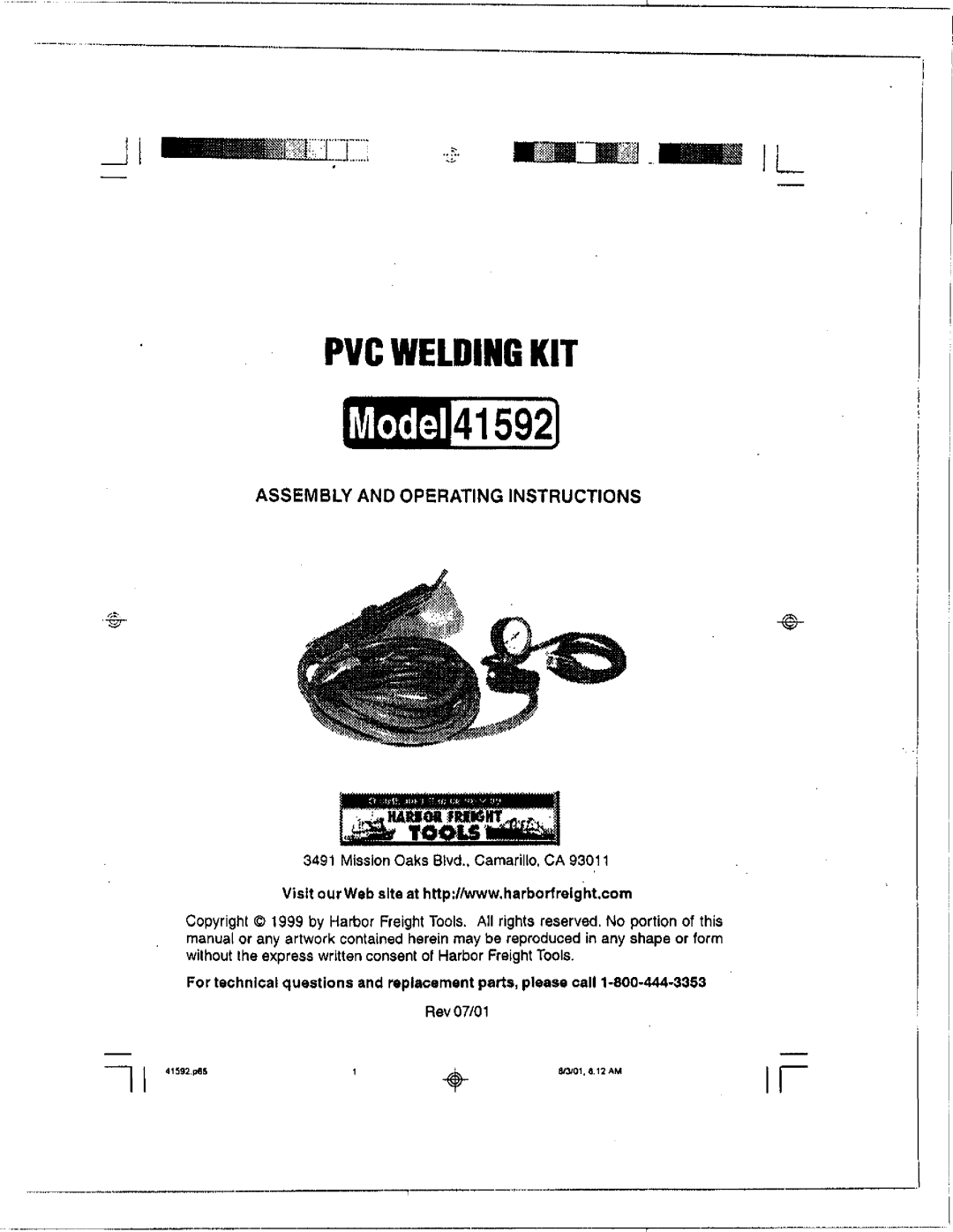 Harbor Freight Tools 41592 manual 