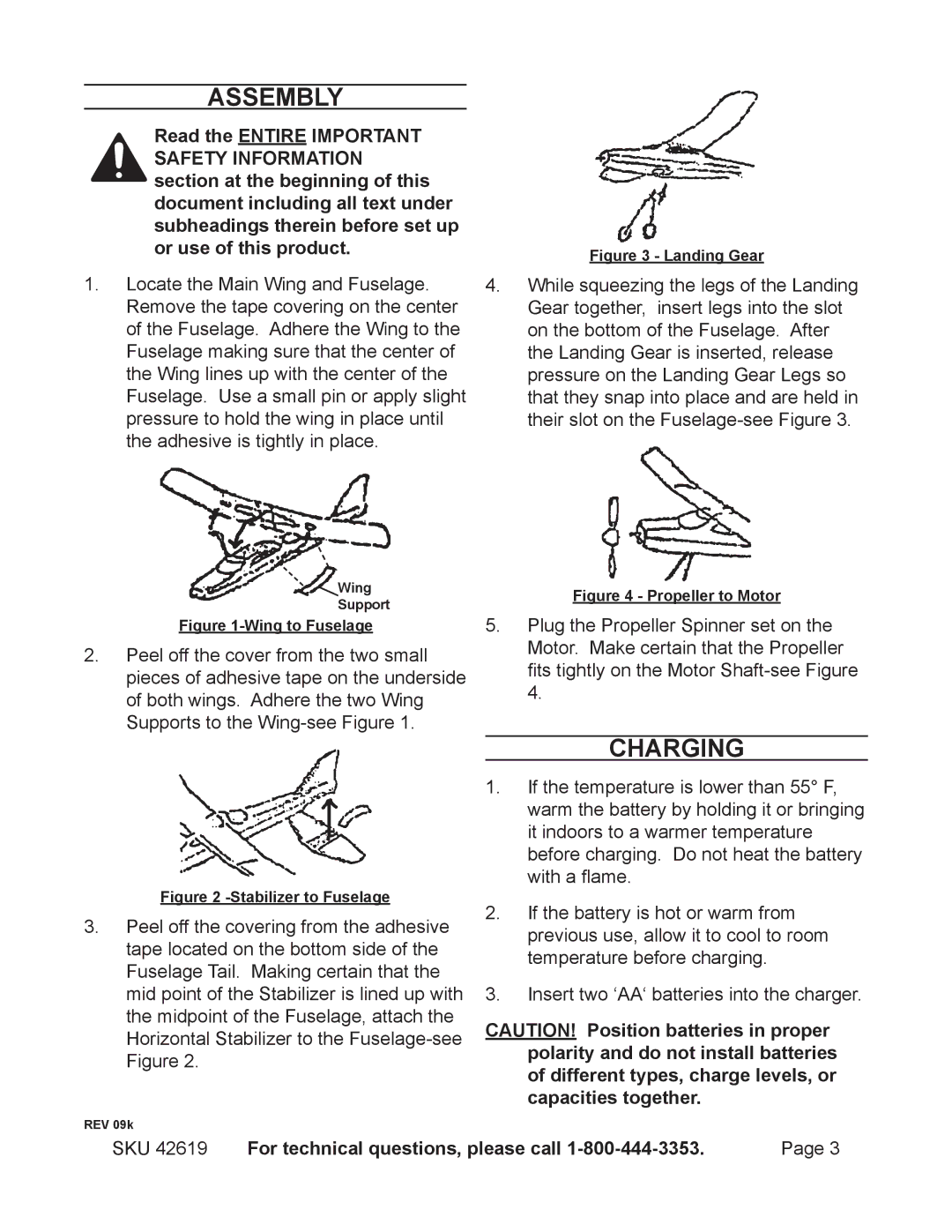 Harbor Freight Tools 42619 operating instructions Assembly, Charging 