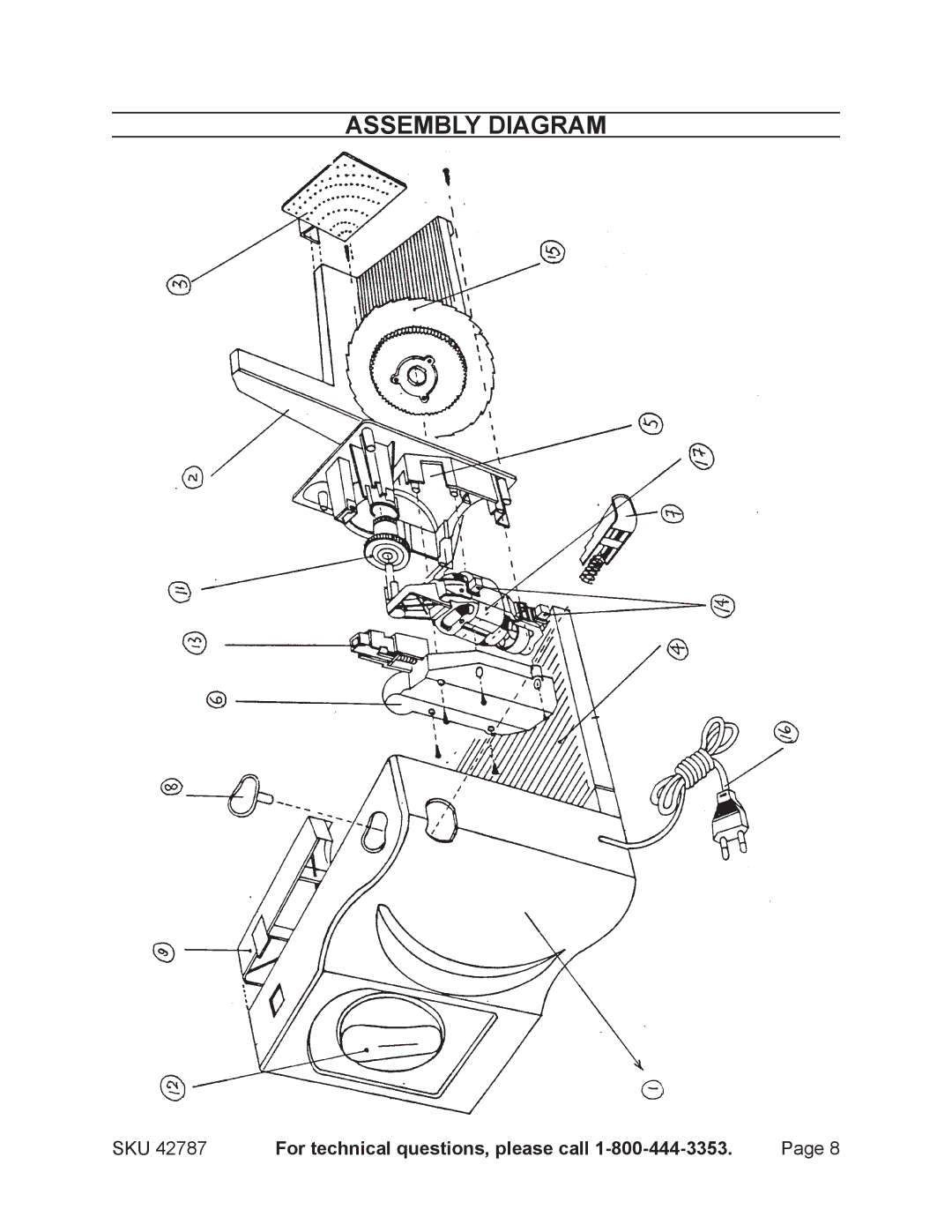 Harbor Freight Tools 42787 operating instructions Assembly Diagram 