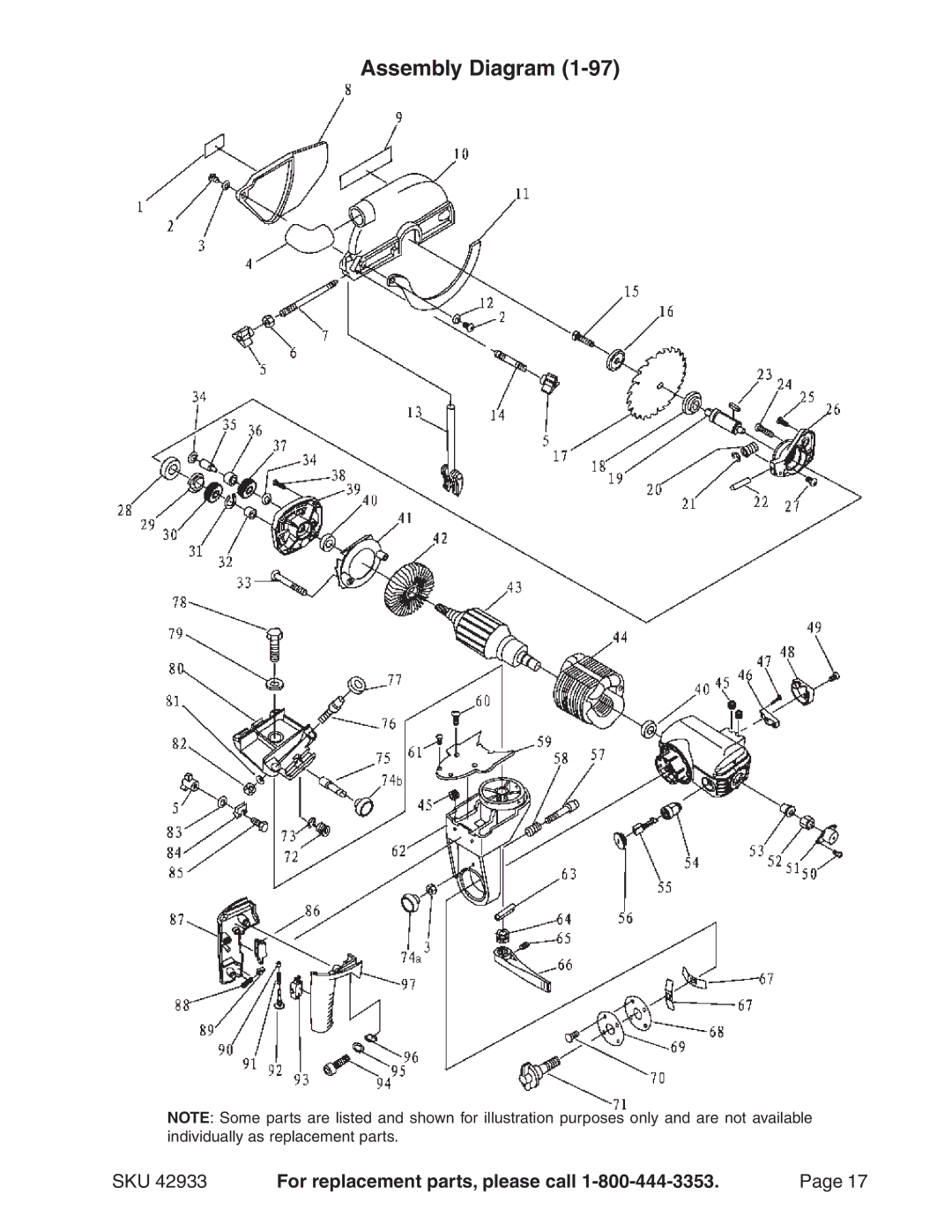 Harbor Freight Tools 42933 operating instructions Assembly Diagram 