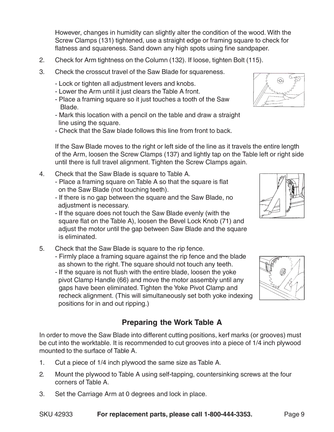 Harbor Freight Tools 42933 operating instructions Preparing the Work Table a 