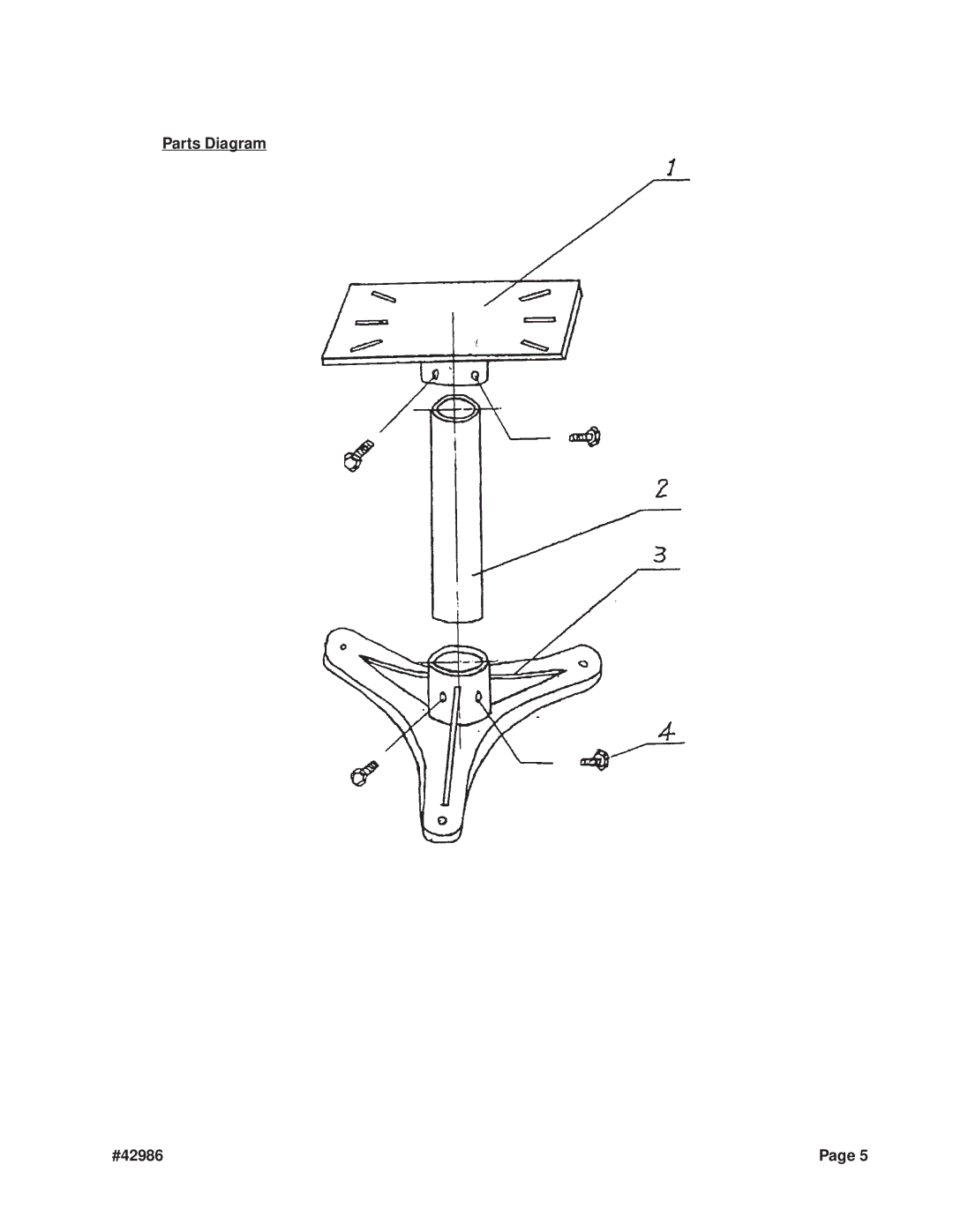 Harbor Freight Tools operating instructions Parts Diagram #42986 