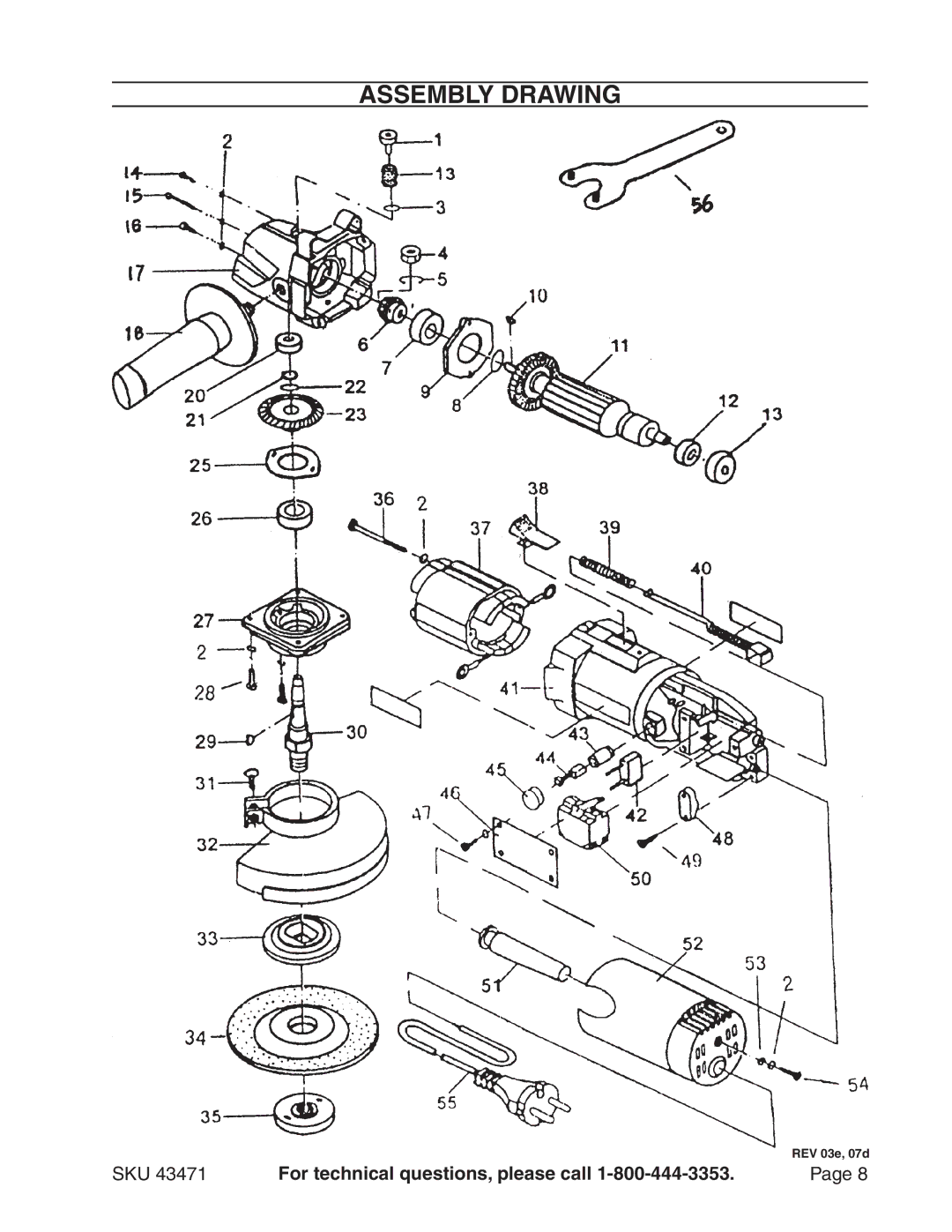 Harbor Freight Tools 43471 manual Assembly Drawing 