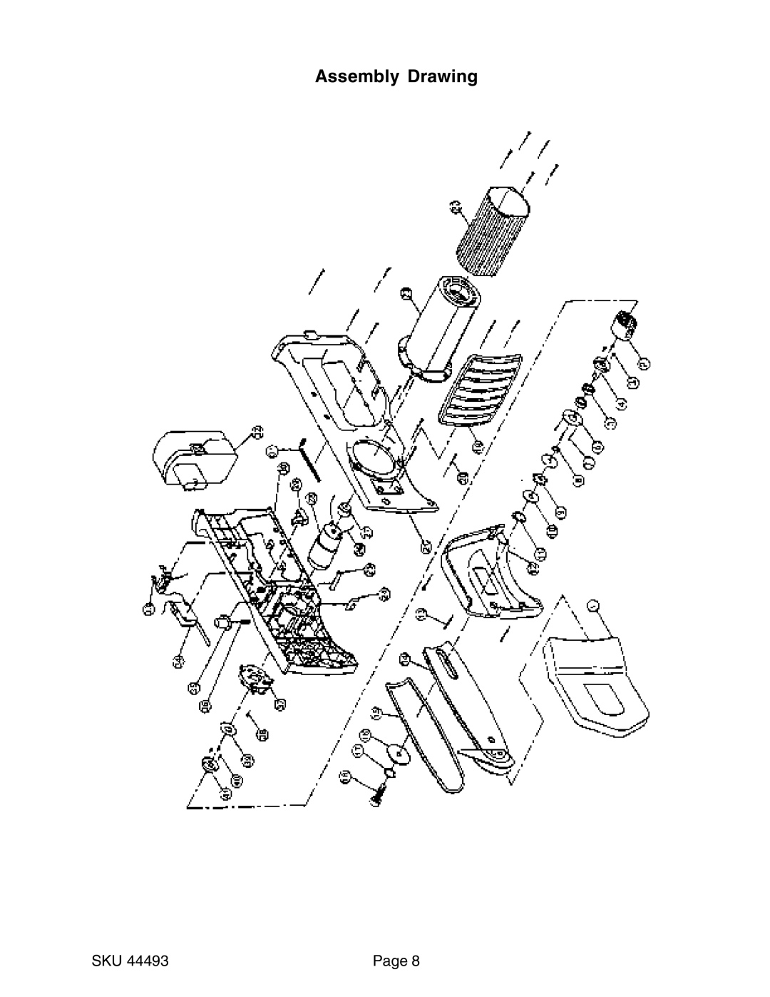 Harbor Freight Tools 44493 operating instructions Assembly Drawing 