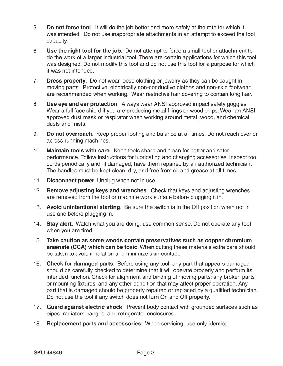 Harbor Freight Tools 44846 operating instructions 