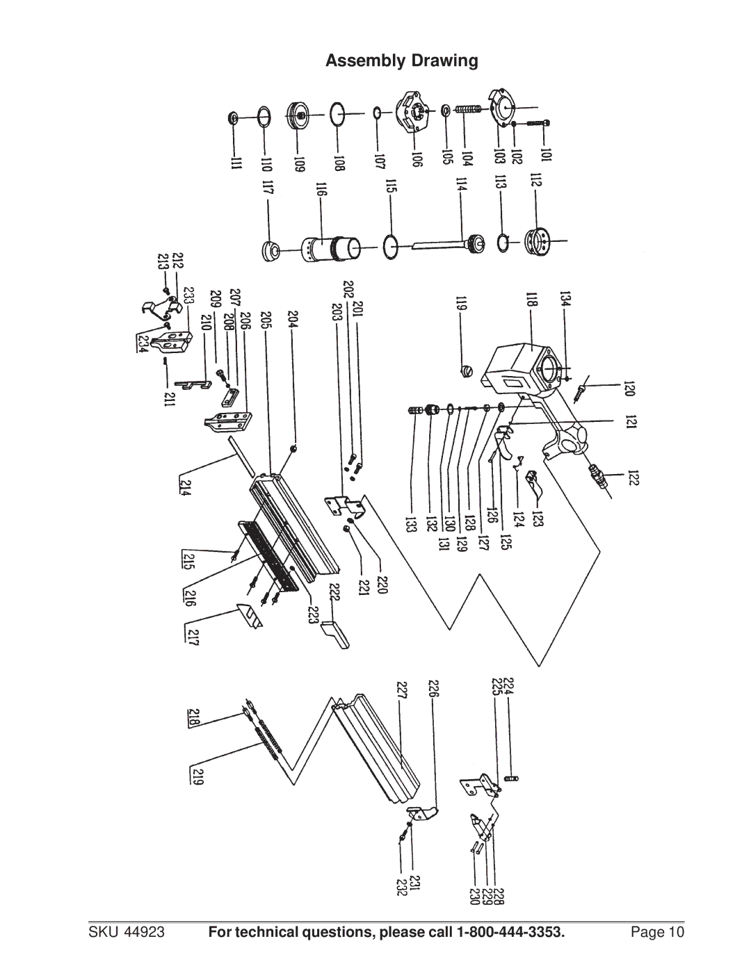 Harbor Freight Tools 44923 manual Assembly Drawing 