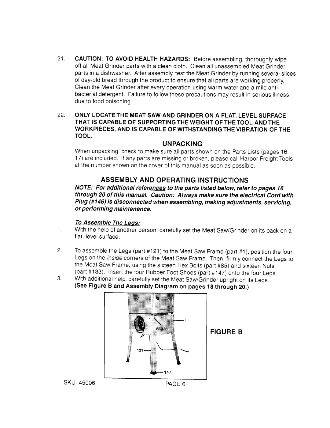 Harbor Freight Tools 45006 manual 