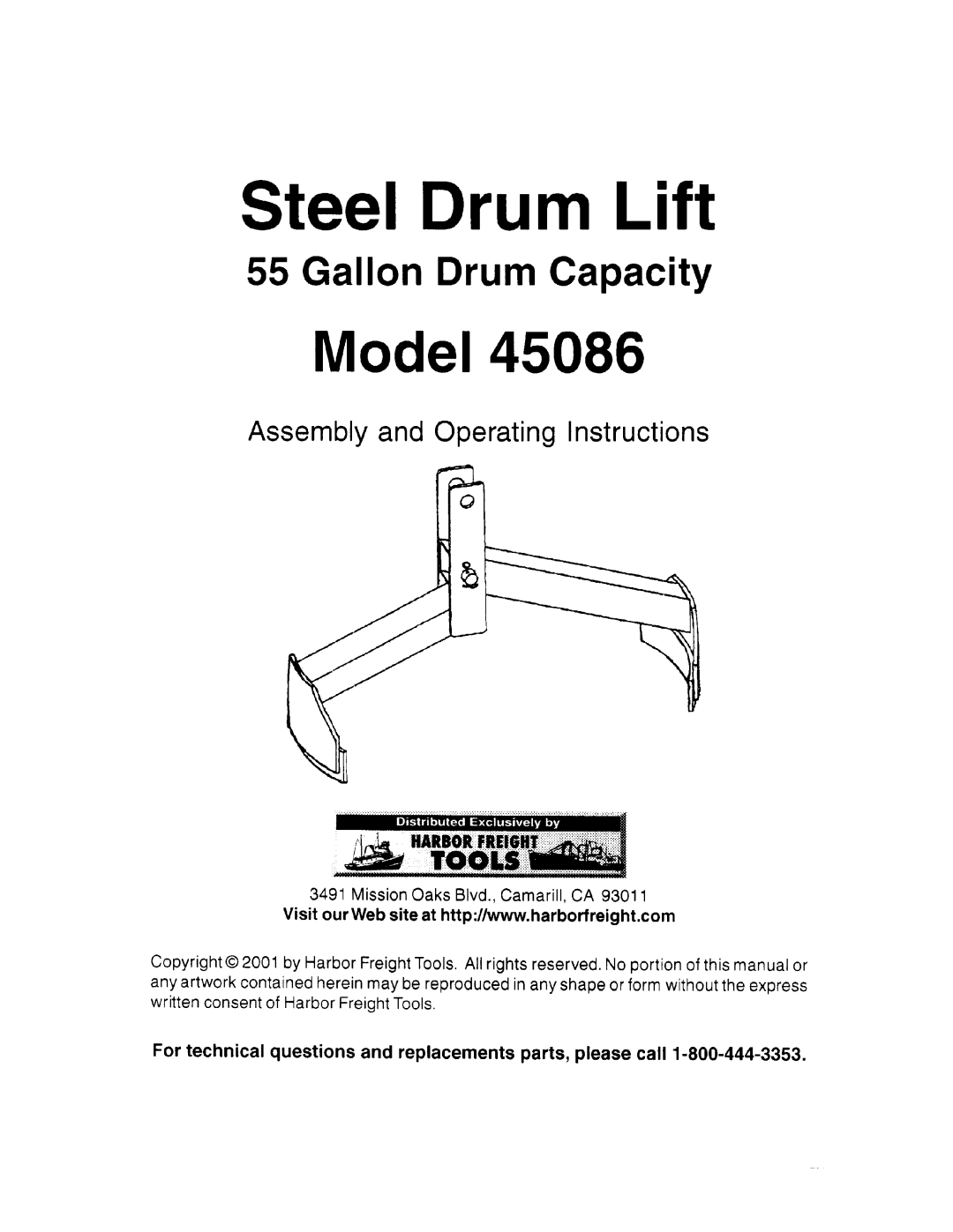 Harbor Freight Tools 45086 manual 