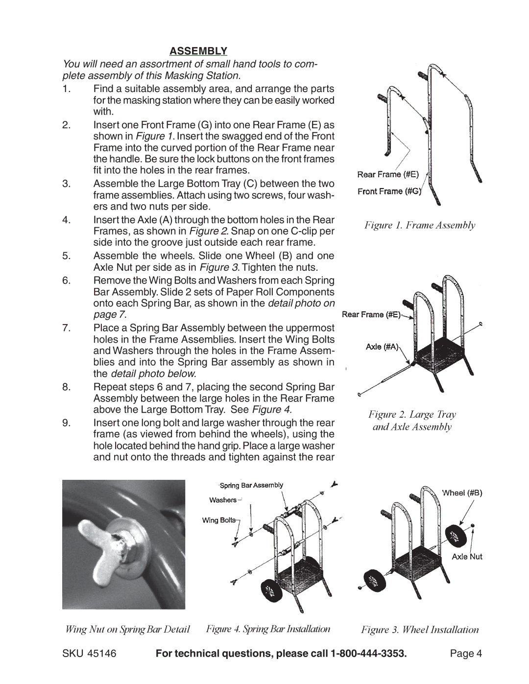 Harbor Freight Tools 45146 manual Assembly, For technical questions, please call 