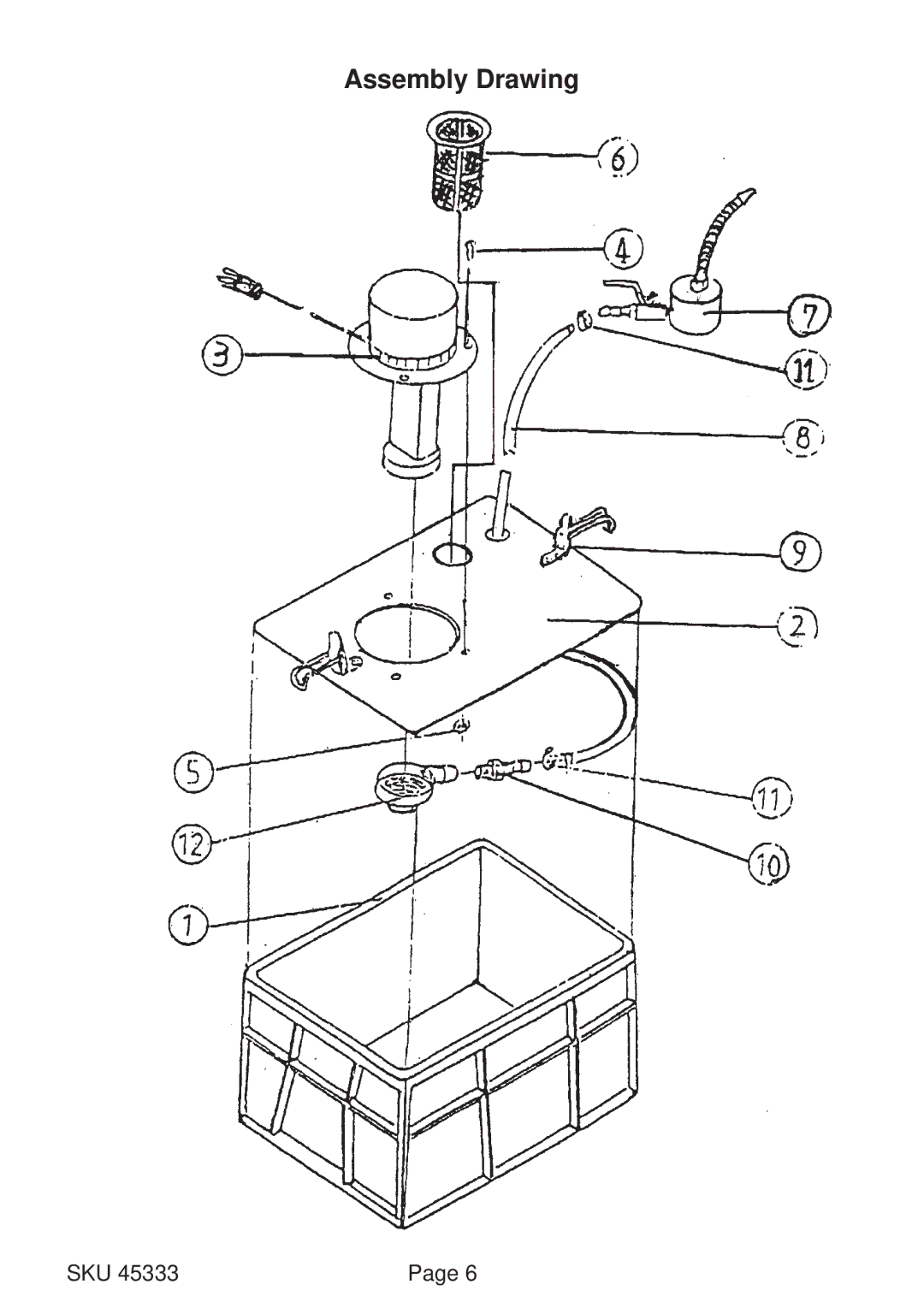 Harbor Freight Tools 45333 operating instructions Assembly Drawing 