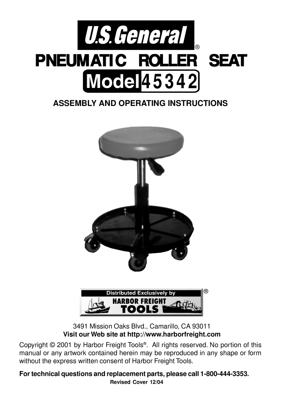 Harbor Freight Tools 45342 operating instructions 3 4 