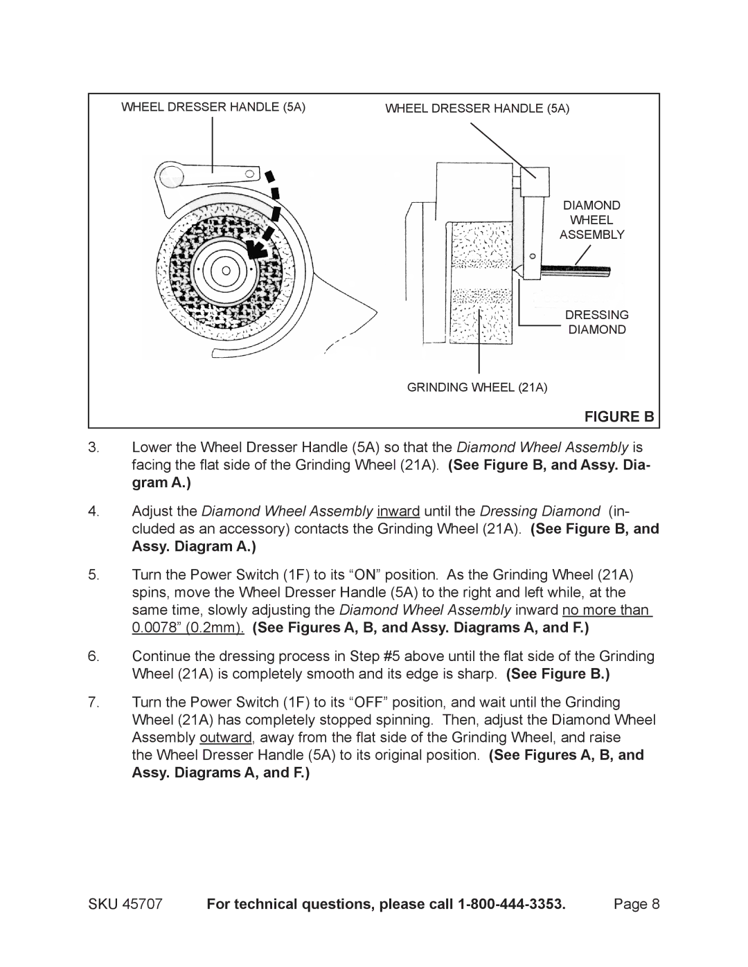 Harbor Freight Tools 45707 operating instructions Assy. Diagram a, Assy. Diagrams A, and F 