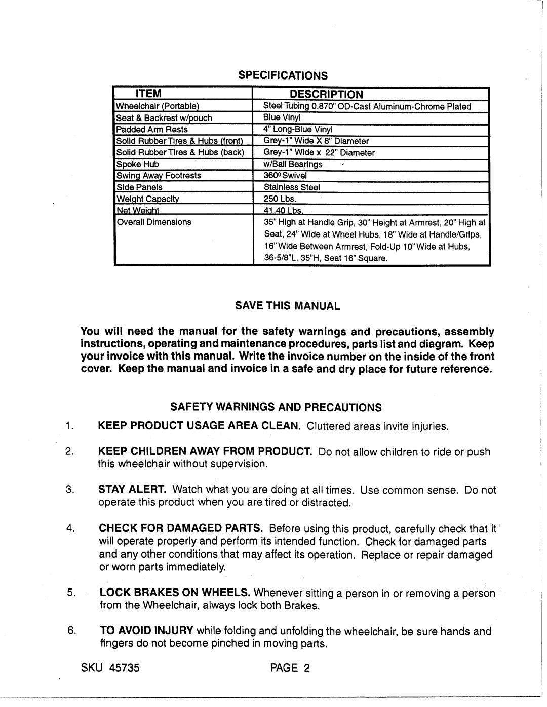 Harbor Freight Tools 45735 manual 