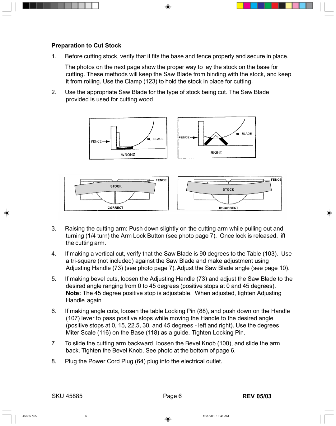 Harbor Freight Tools operating instructions 45885.p65 10/15/03, 1041 AM 