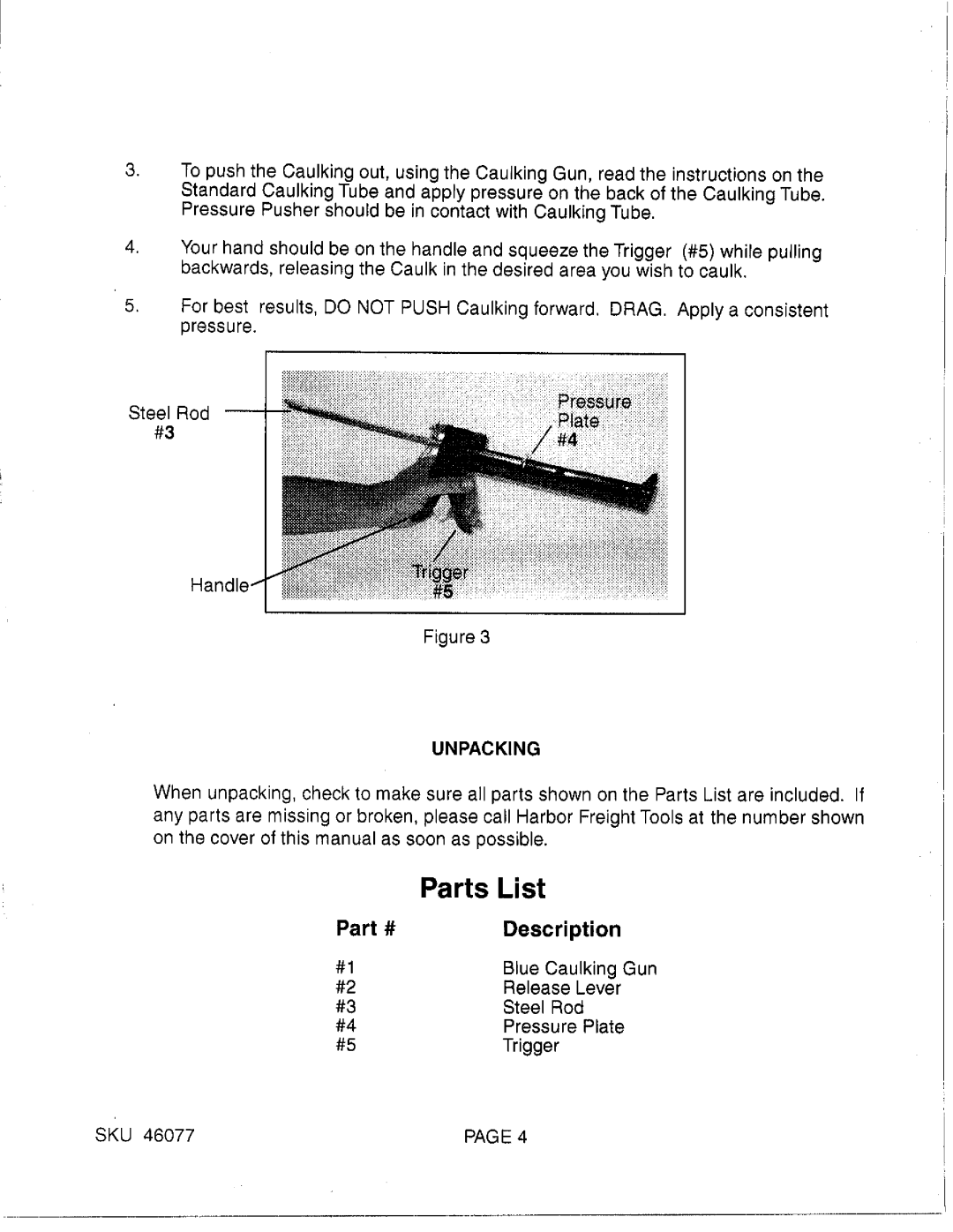 Harbor Freight Tools 46077 manual 