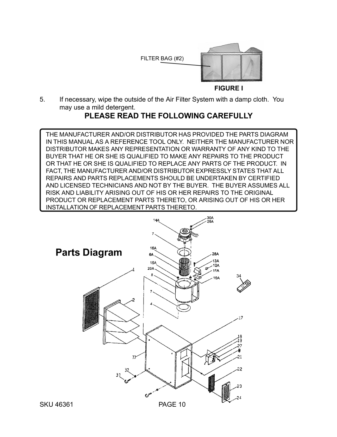 Harbor Freight Tools 46361 manual Please Read the Following Carefully 