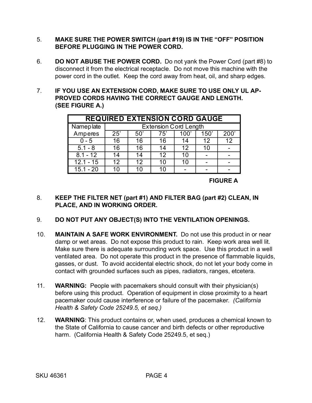 Harbor Freight Tools 46361 manual Figure a 