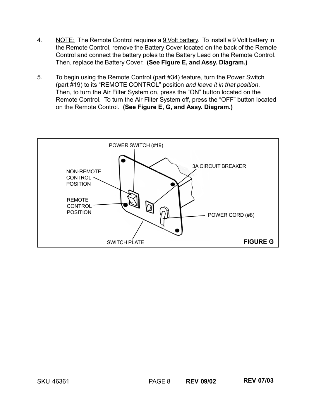 Harbor Freight Tools 46361 manual Figure G 