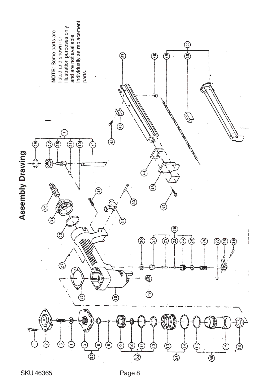 Harbor Freight Tools 46365 operating instructions Assembly Drawing 