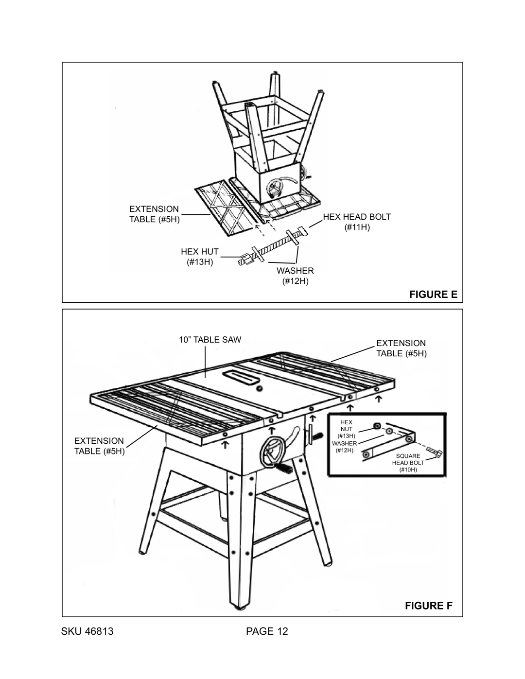 Harbor Freight Tools 46813 manual Figure E 