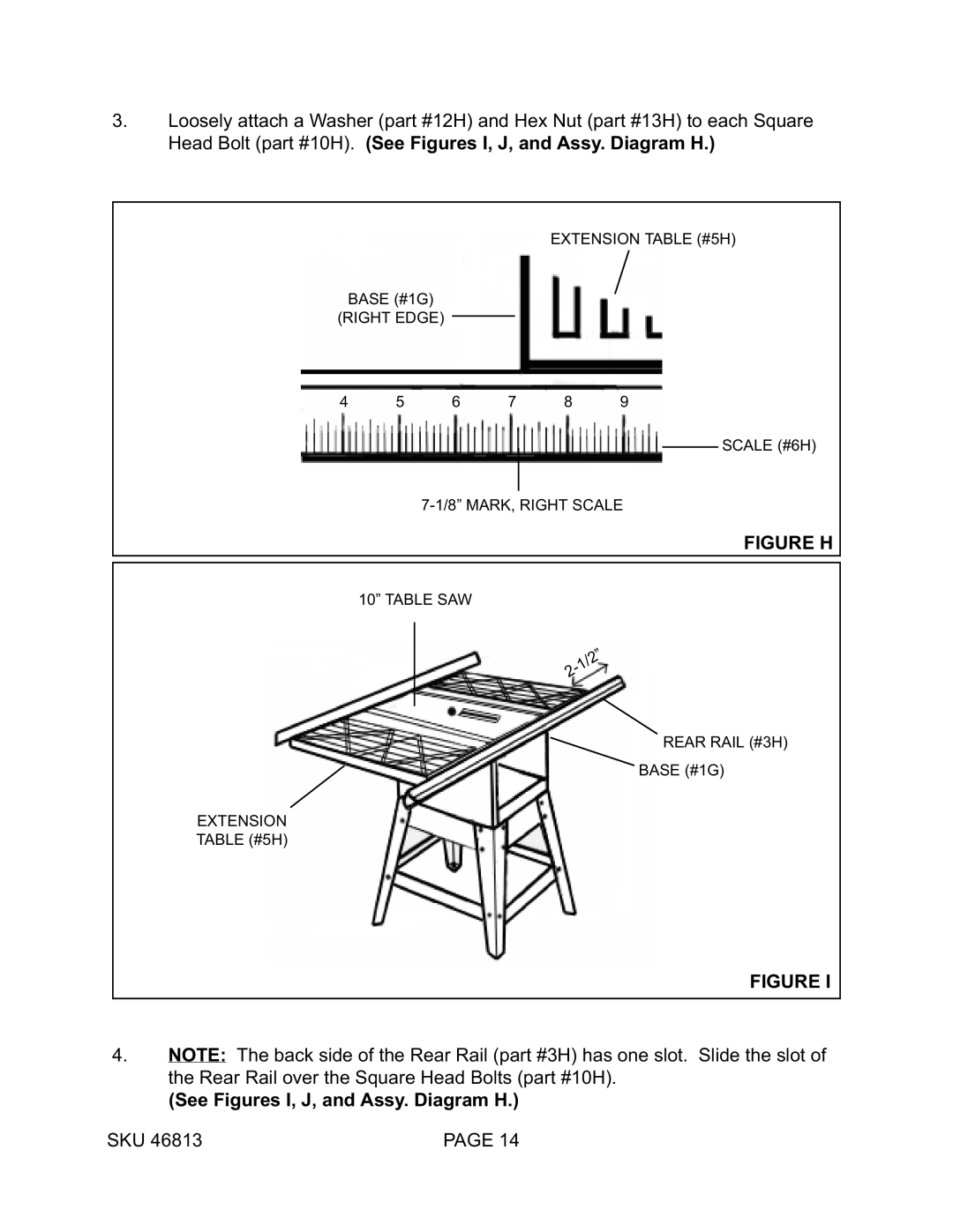 Harbor Freight Tools 46813 manual Figure H 