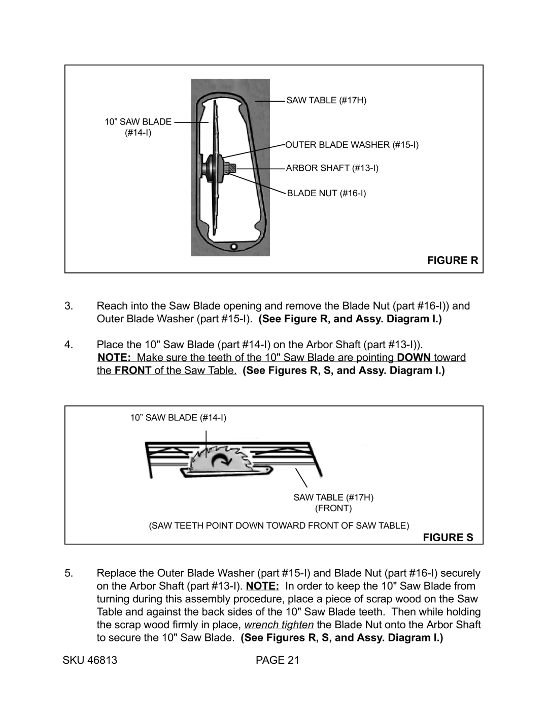 Harbor Freight Tools 46813 manual Figure R 